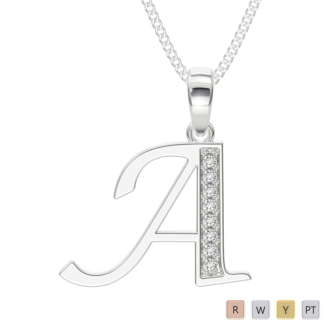 Platinum initial necklace on sale