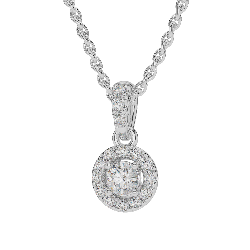 Gold / Platinum Diamond Halo Necklace AGDNC-0760
