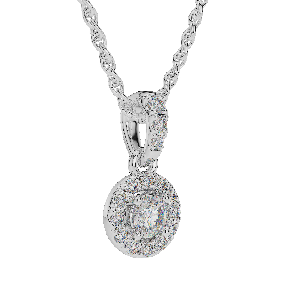 Gold / Platinum Diamond Halo Necklace AGDNC-0760