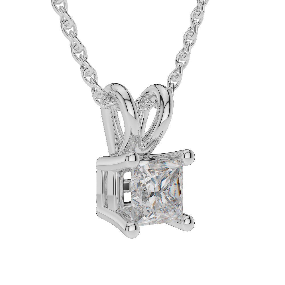 Gold / Platinum Princess Shape Diamond Solitaire Necklace AGDNC-1007