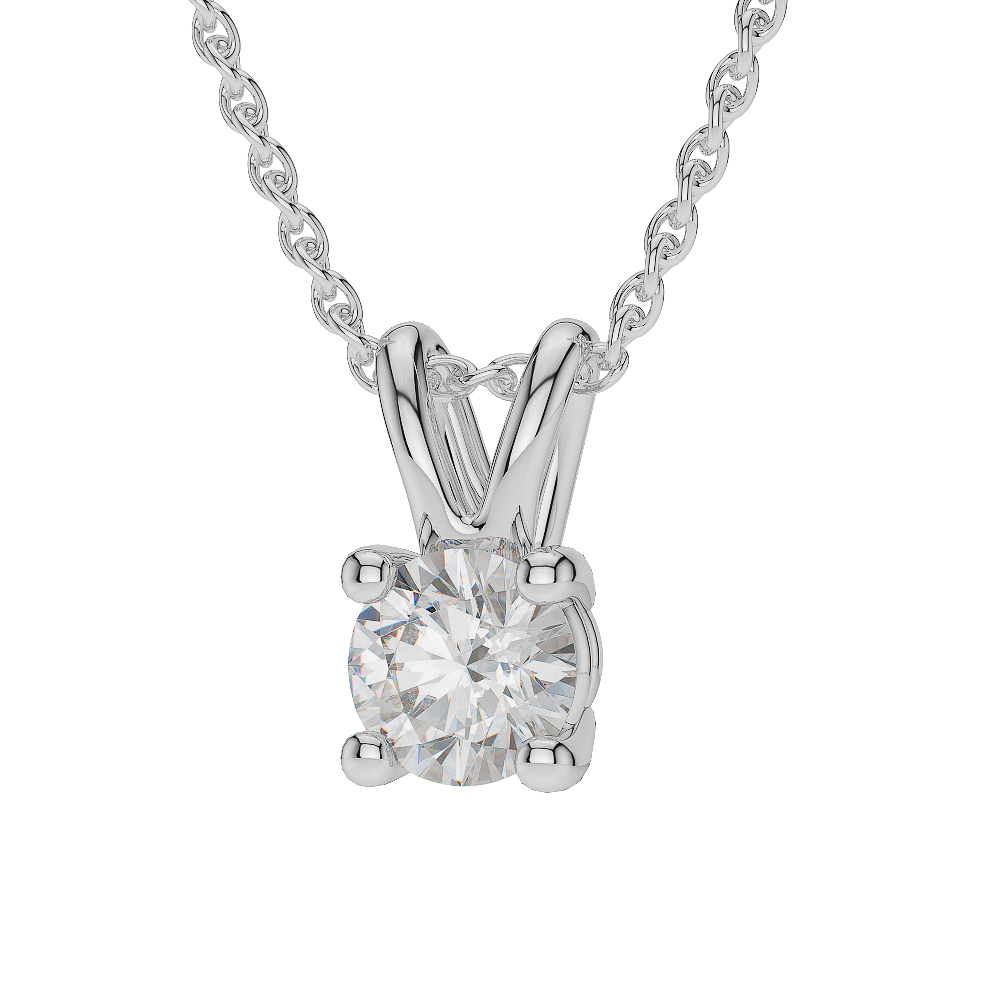 Gold / Platinum Round Shape Diamond Solitaire Necklace AGDNC-1009