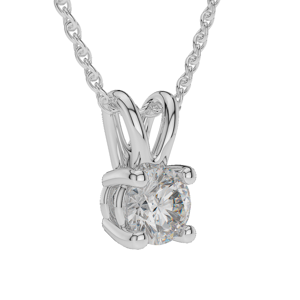 Gold / Platinum Round Shape Diamond Solitaire Necklace AGDNC-1009