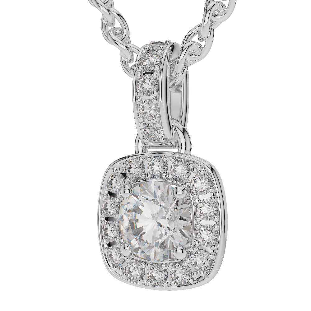 Gold / Platinum Diamond Halo Necklace AGDNC-1011