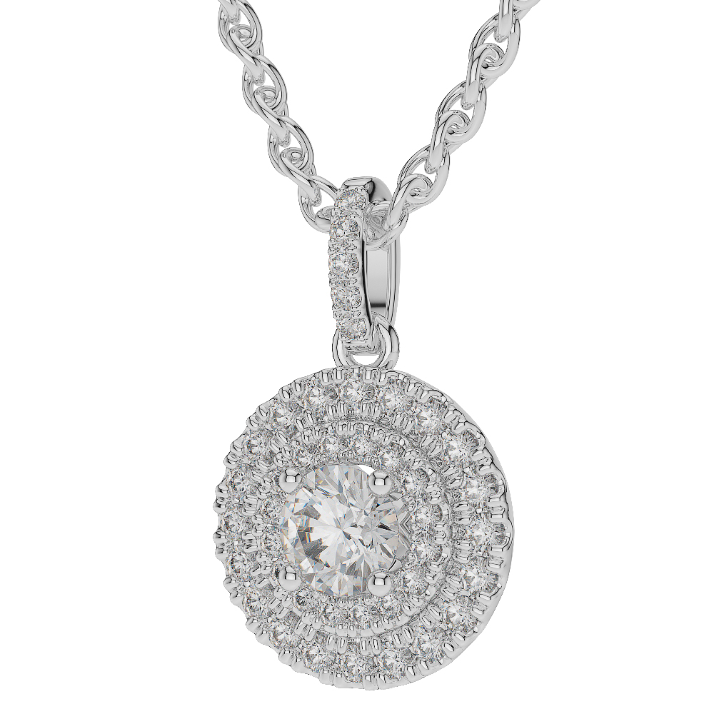 Gold / Platinum Diamond Halo Necklace AGDNC-1013