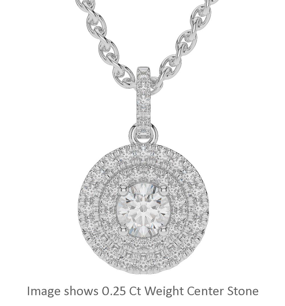 Gold / Platinum Diamond Halo Necklace AGDNC-1013