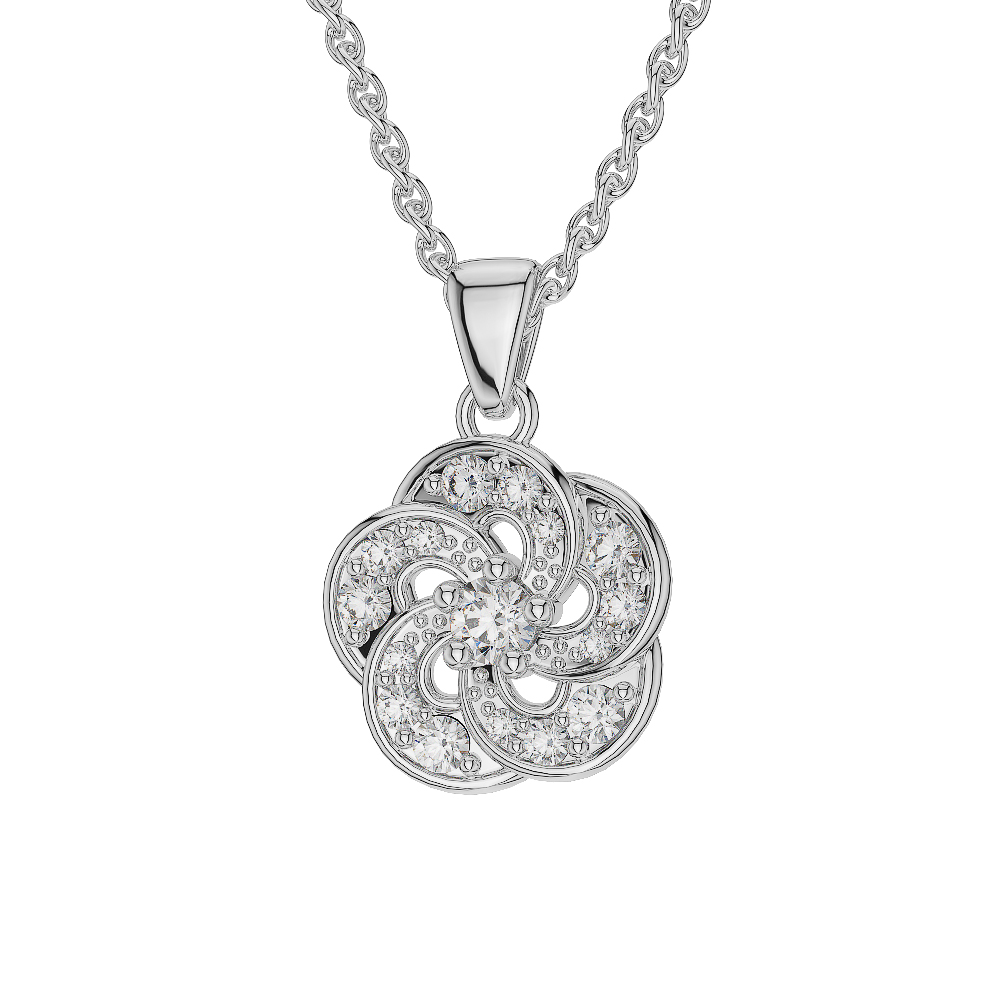 Gold / Platinum Diamond Cluster Necklace AGDNC-1021