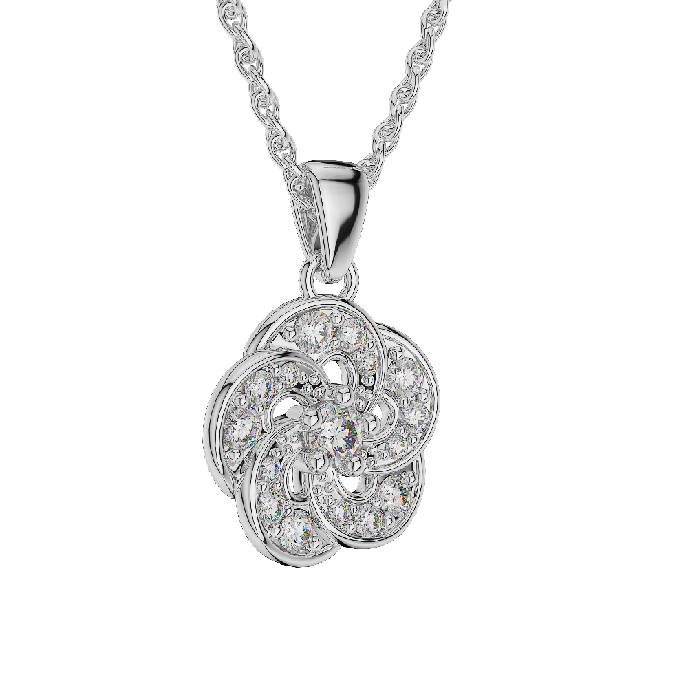 Gold / Platinum Diamond Cluster Necklace AGDNC-1021