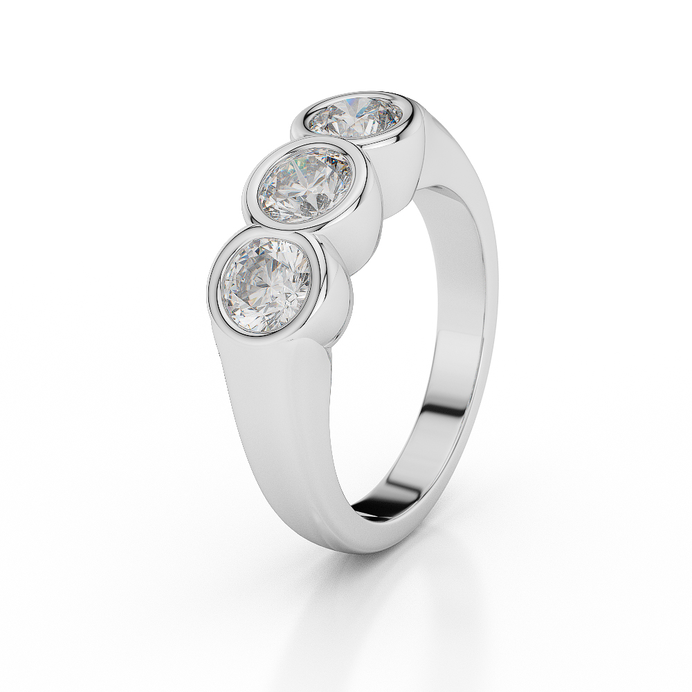 Gold / Platinum Diamond 3 (Three) Stone Ring AGDR-1039