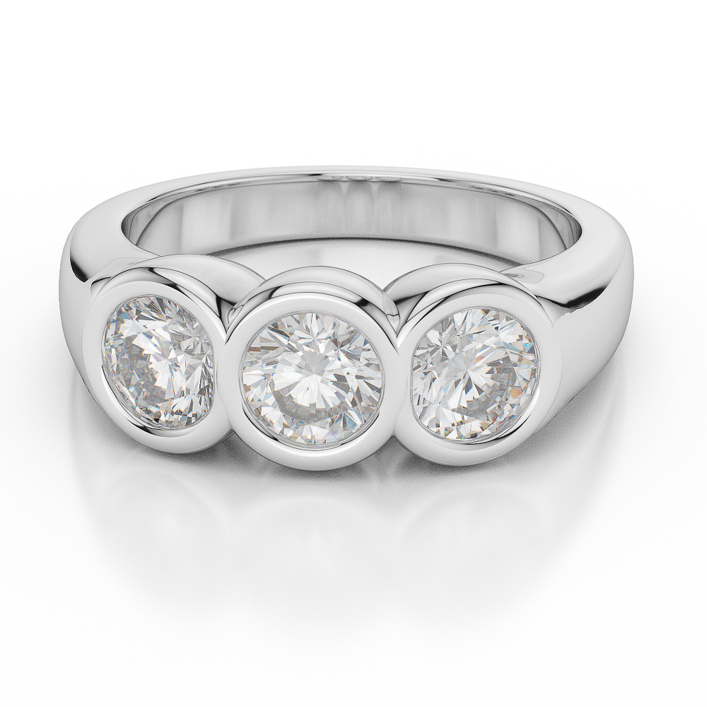 Gold / Platinum Diamond 3 (Three) Stone Ring AGDR-1039