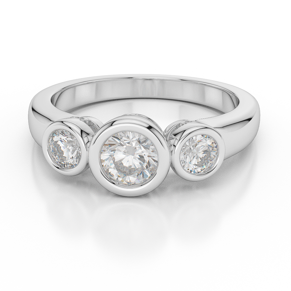 Gold / Platinum Diamond 3 (Three) Stone Ring AGDR-1040