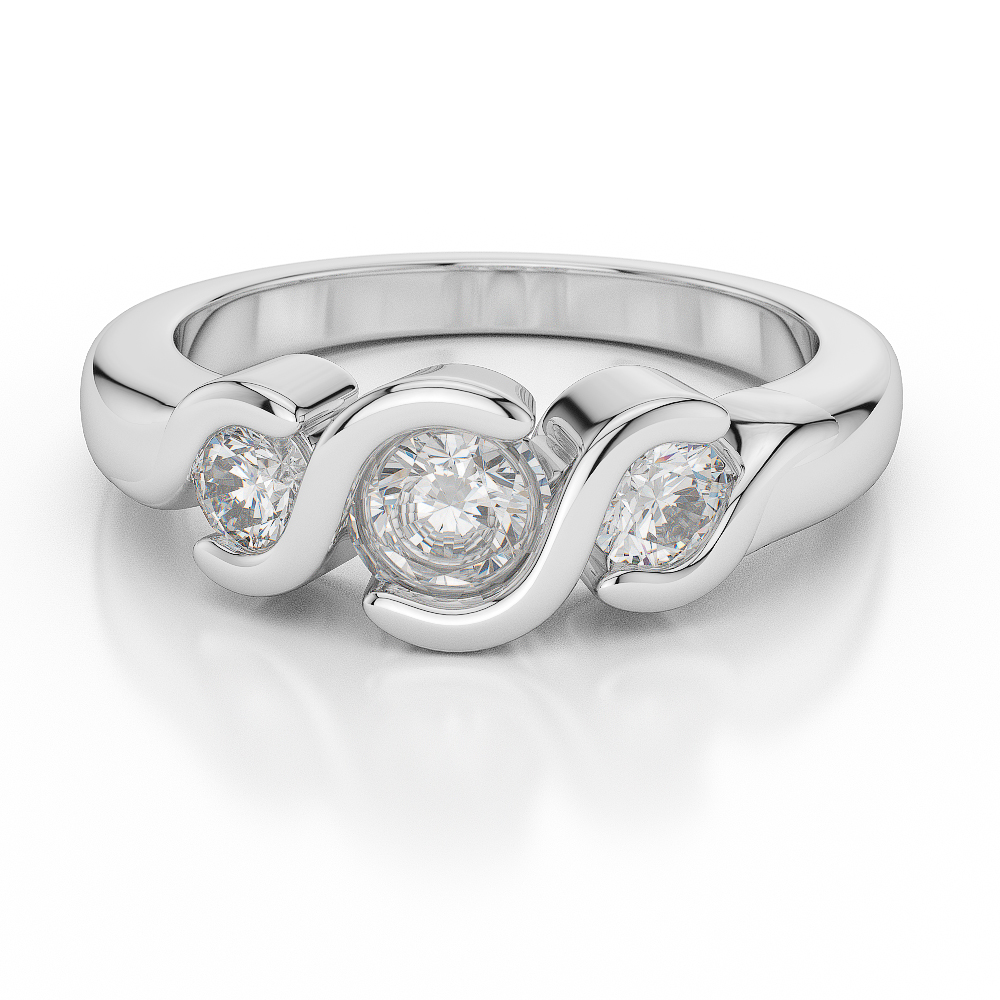 Gold / Platinum Diamond 3 (Three) Stone Ring AGDR-1042