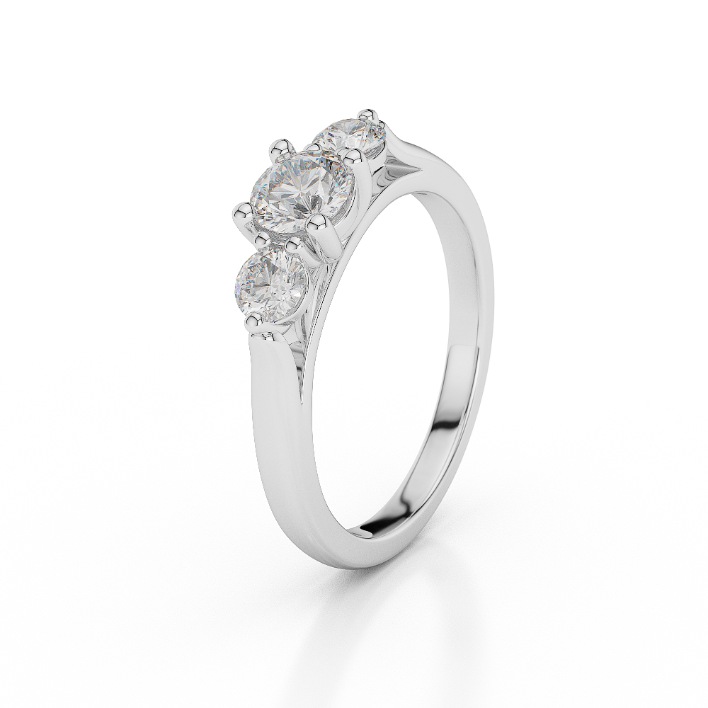 Gold / Platinum Diamond 3 (Three) Stone Ring AGDR-1045