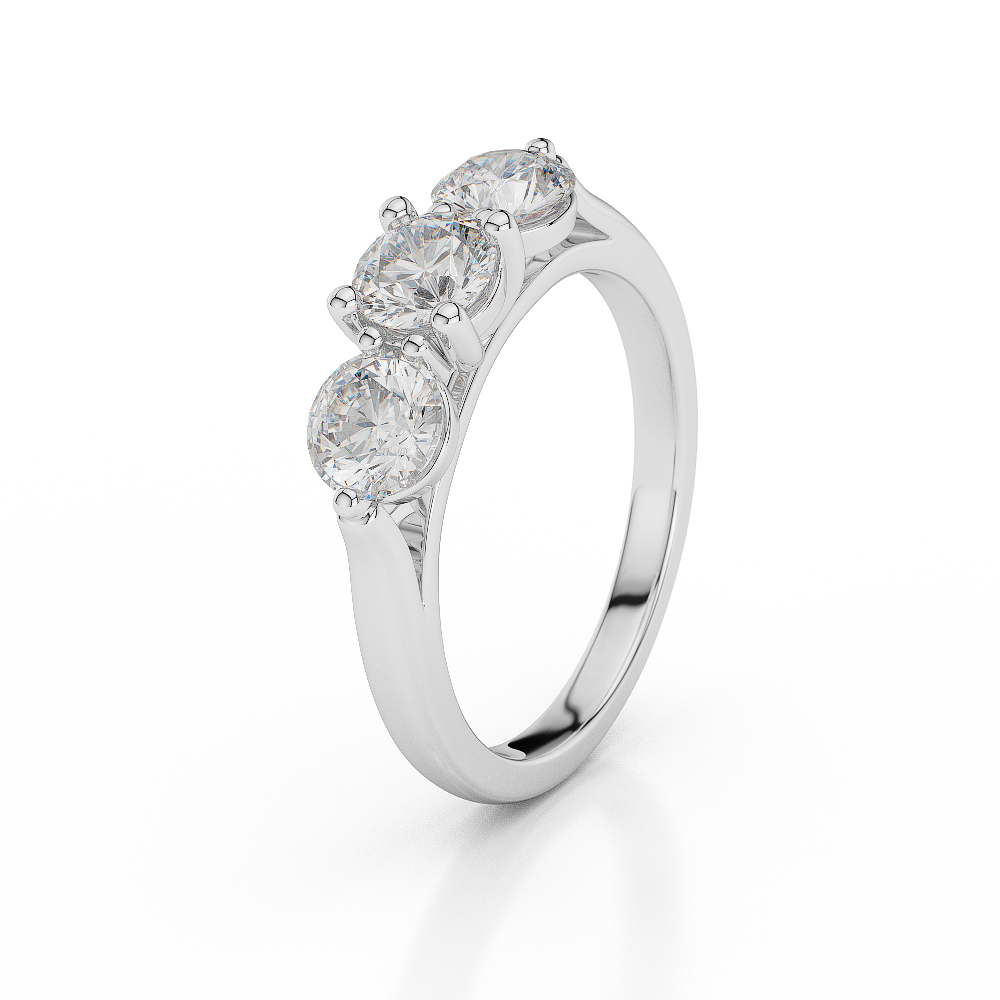 Gold / Platinum Diamond 3 (Three) Stone Ring AGDR-1046