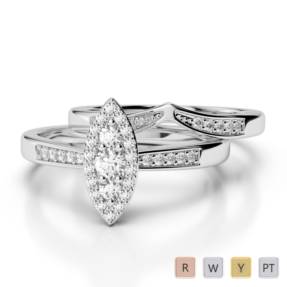 Gold / Platinum Round-cut Diamond Bridal Set Ring AGDR-1050