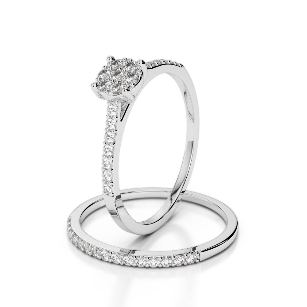 Gold / Platinum Round cut Diamond Bridal Set Ring AGDR-1053