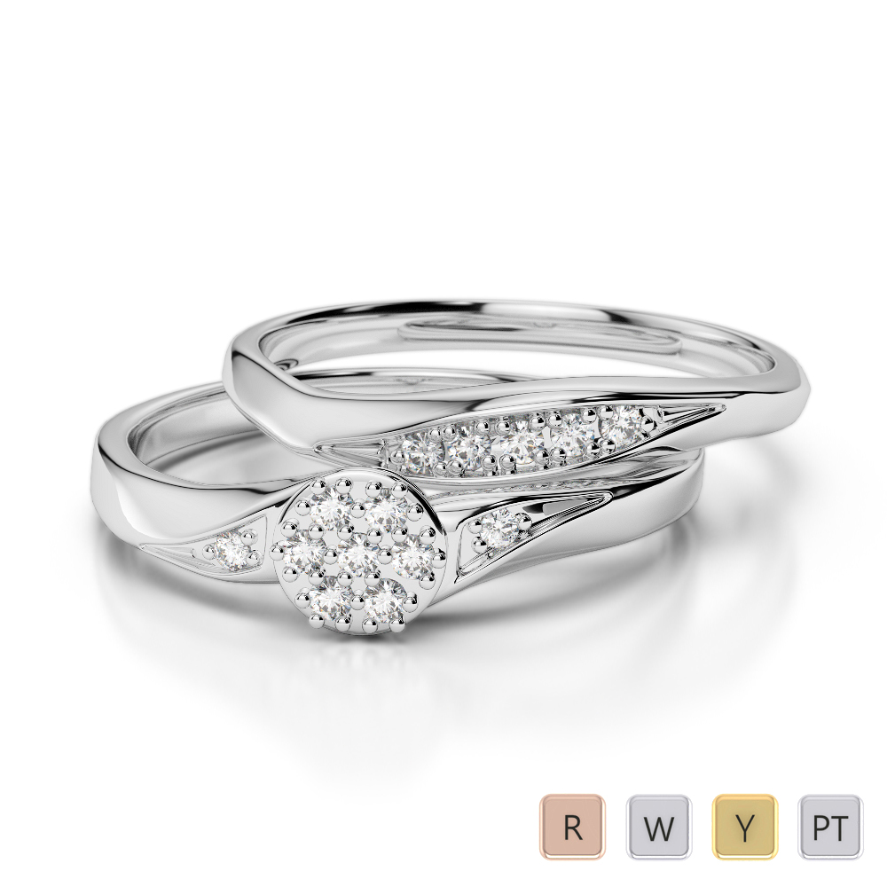Gold / Platinum Round-cut Diamond Bridal Set Ring AGDR-1057
