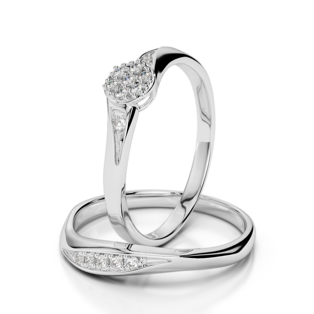 Gold / Platinum Round cut Diamond Bridal Set Ring AGDR-1057