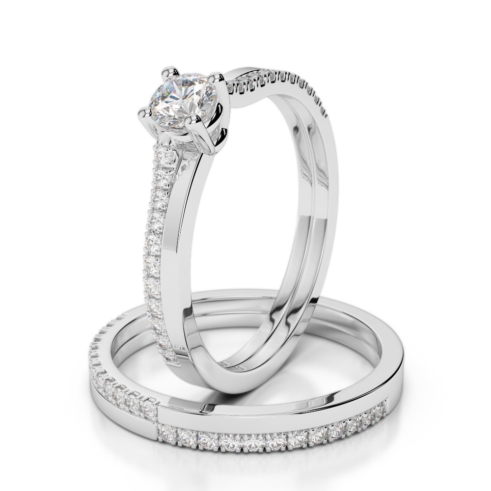 Gold / Platinum Round cut Diamond Bridal Set Ring AGDR-1060