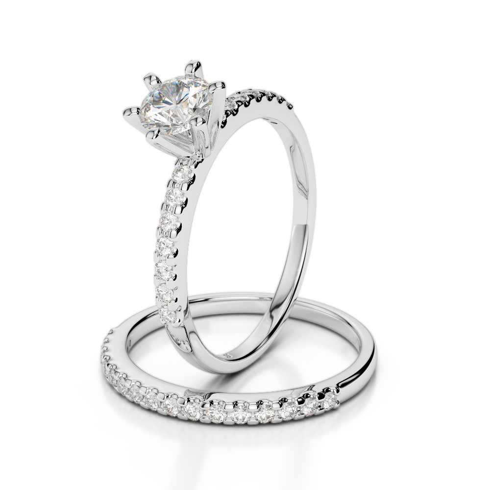 Gold / Platinum Round cut Diamond Bridal Set Ring AGDR-1145