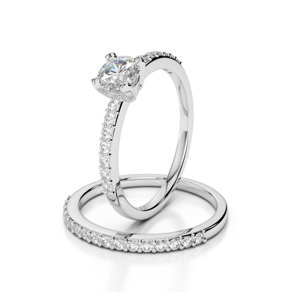 Gold / Platinum Round cut Diamond Bridal Set Ring AGDR-1146