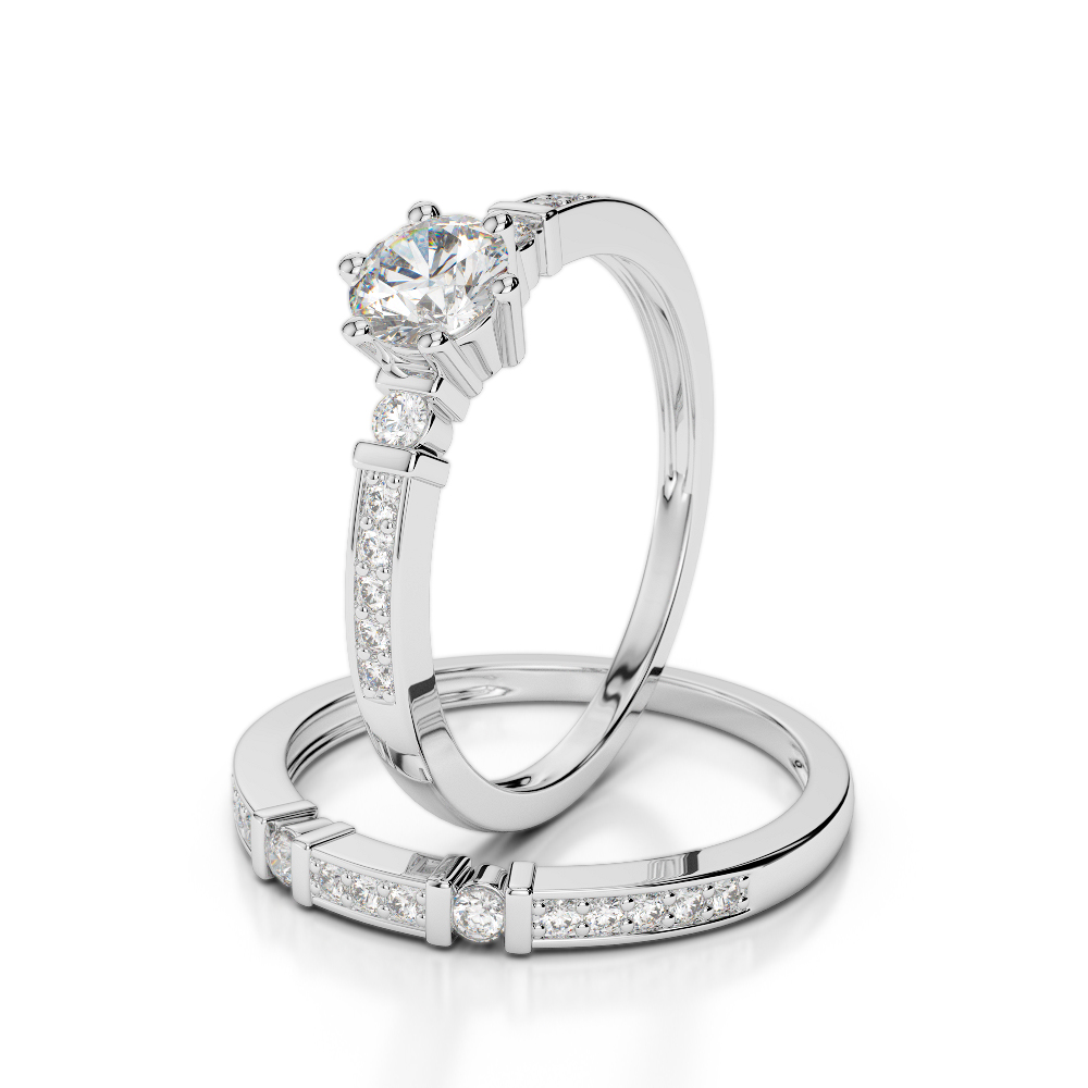 Gold / Platinum Round cut Diamond Bridal Set Ring AGDR-1150