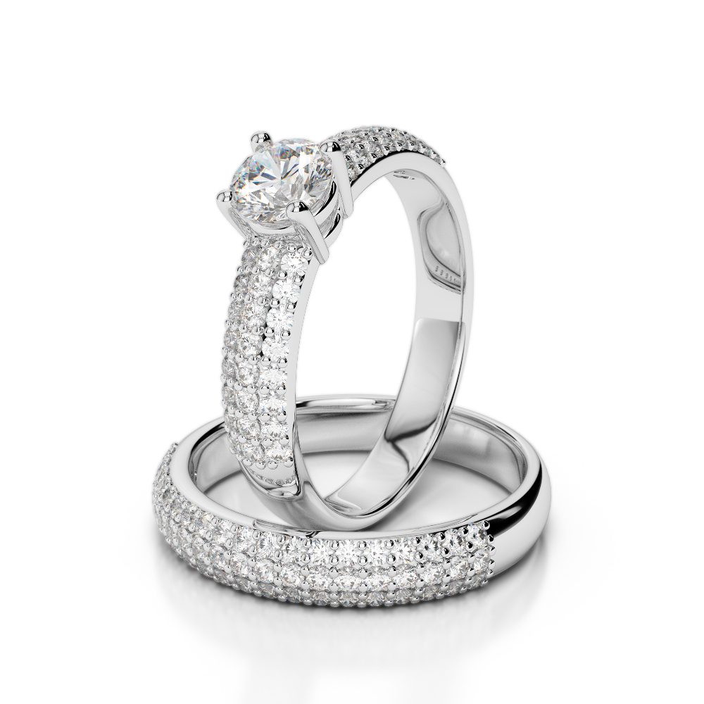 Gold / Platinum Round cut Diamond Bridal Set Ring AGDR-1152