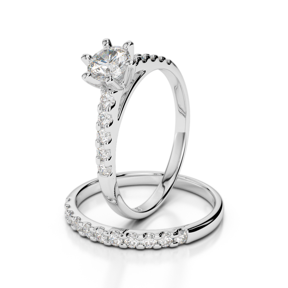 Gold / Platinum Round cut Diamond Bridal Set Ring AGDR-1153