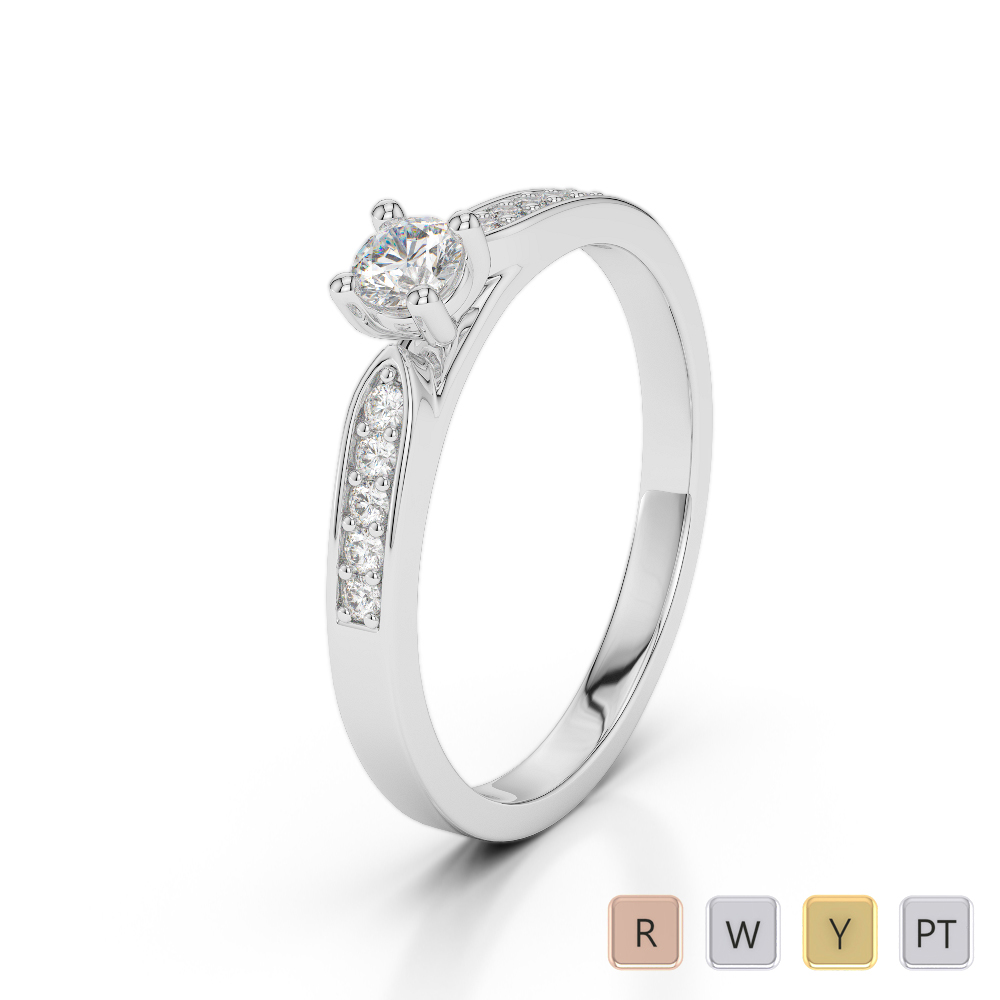 Gold / Platinum Round Cut Diamond Engagement Ring AGDR-1165