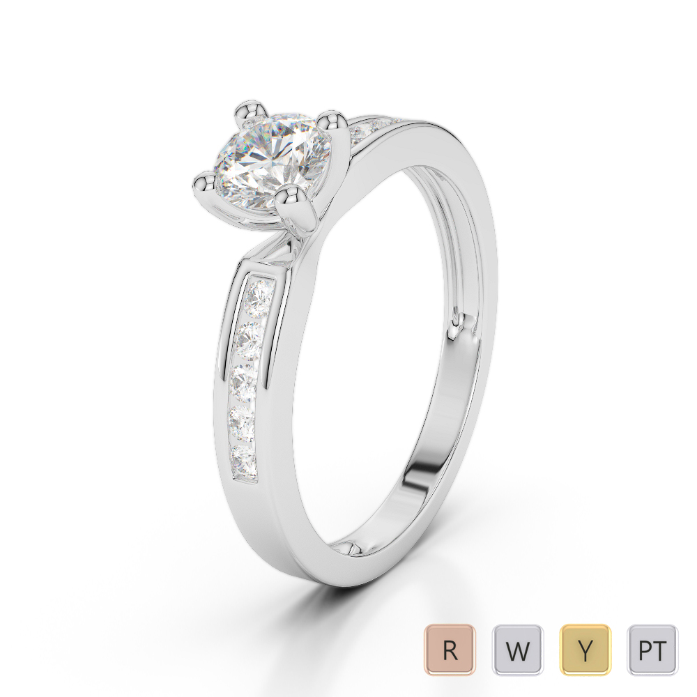 Gold / Platinum Round Cut Diamond Engagement Ring AGDR-1184