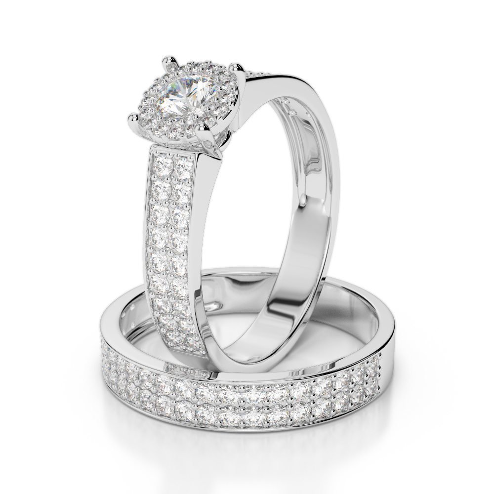 Gold / Platinum Round cut Diamond Bridal Set Ring AGDR-1191