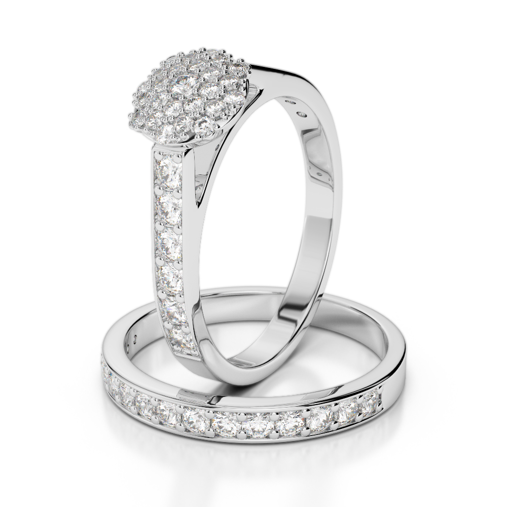 Gold / Platinum Round cut Diamond Bridal Set Ring AGDR-1197