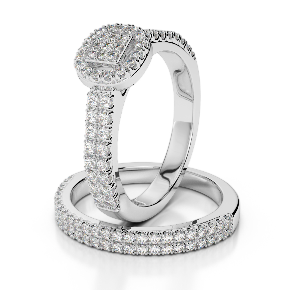 Gold / Platinum Round cut Diamond Bridal Set Ring AGDR-1199