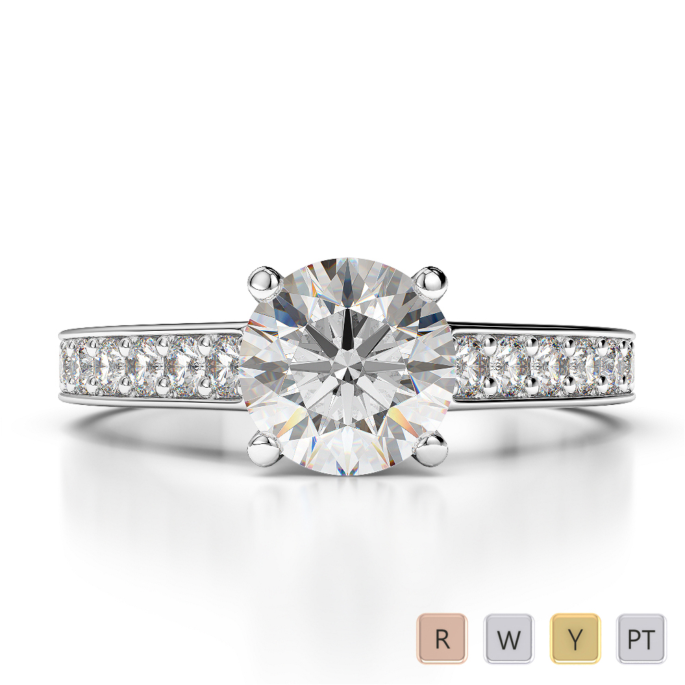 Round Lab Diamond Engagement Ring in Gold / Platinum
