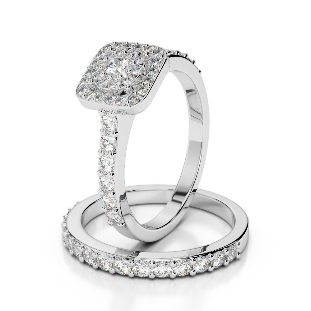 Gold / Platinum Round cut Diamond Bridal Set Ring AGDR-1246