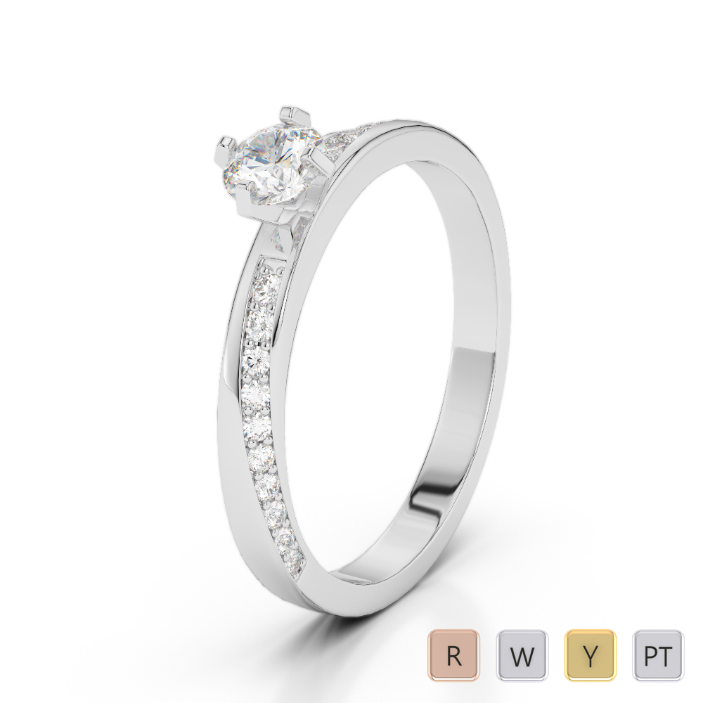 Gold / Platinum Round Cut Diamond Engagement Ring AGDR-2002