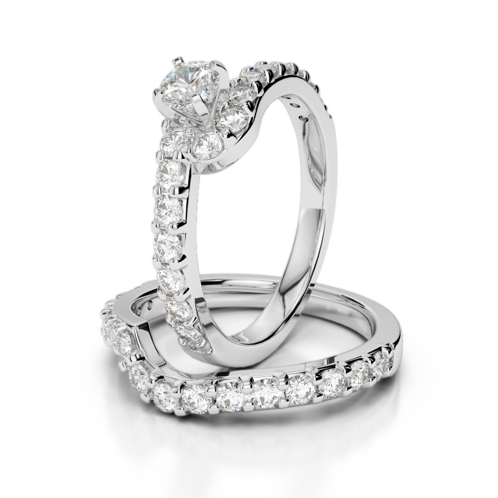 Gold / Platinum Round cut Diamond Bridal Set Ring AGDR-2003