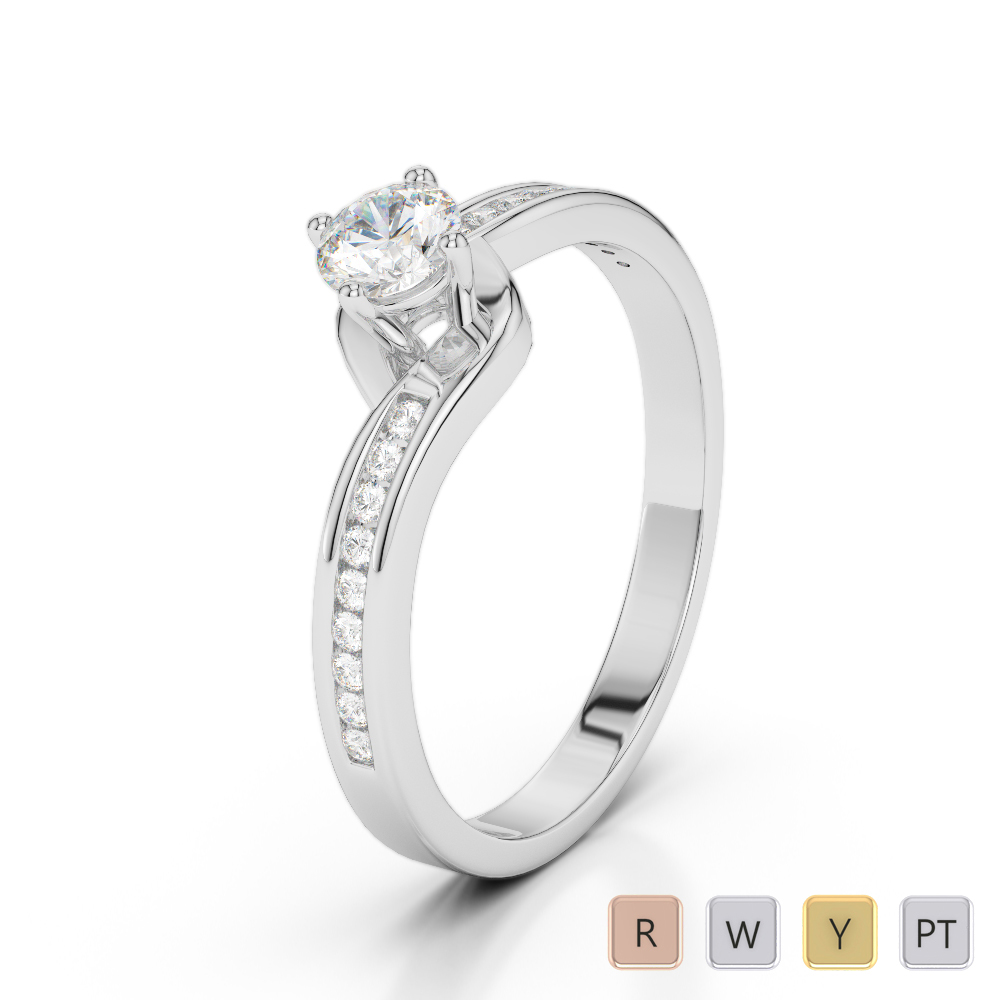 Gold / Platinum Round Cut Diamond Engagement Ring AGDR-2006
