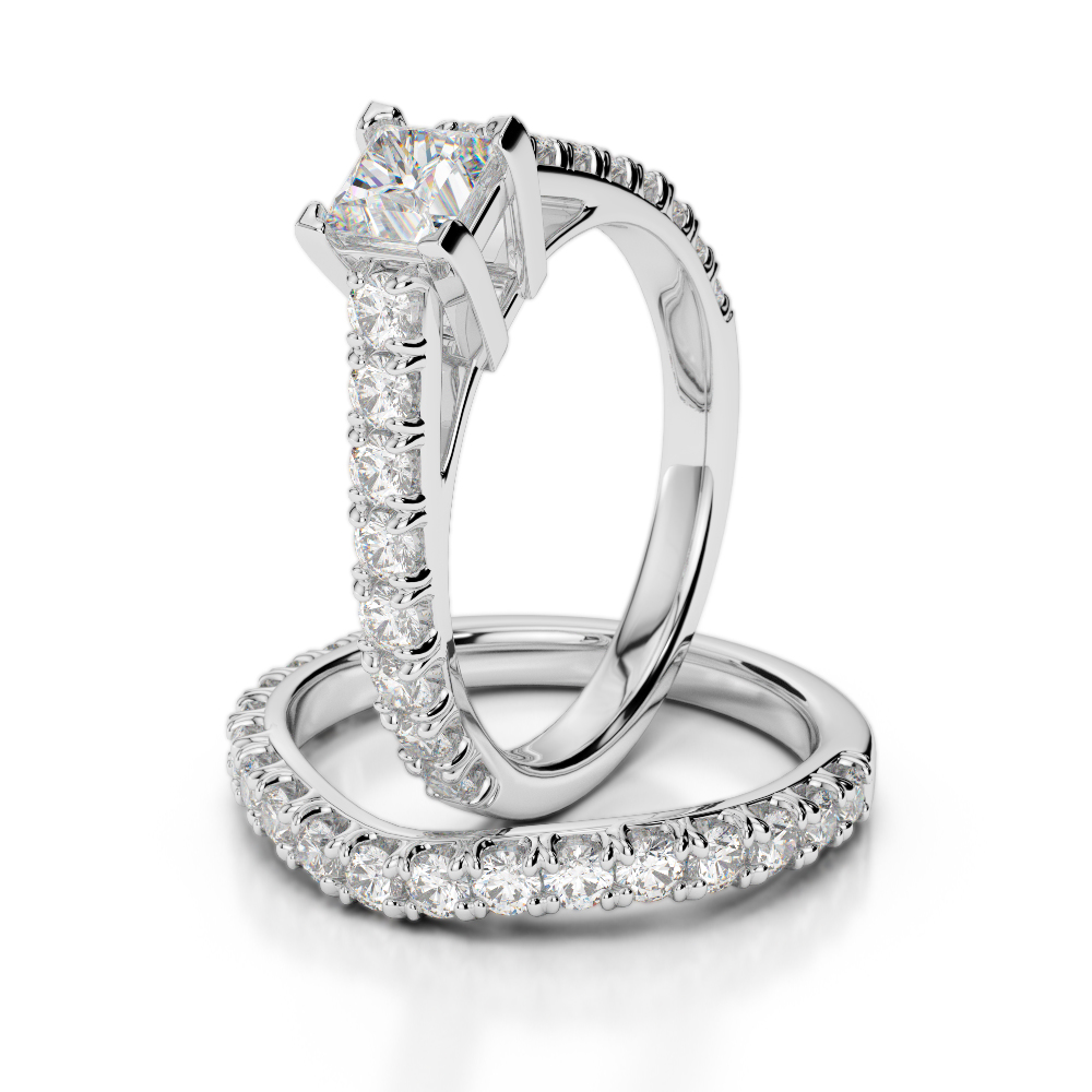 Gold / Platinum Round cut Diamond Bridal Set Ring AGDR-2007