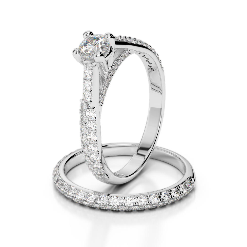Gold / Platinum Round cut Diamond Bridal Set Ring AGDR-2013
