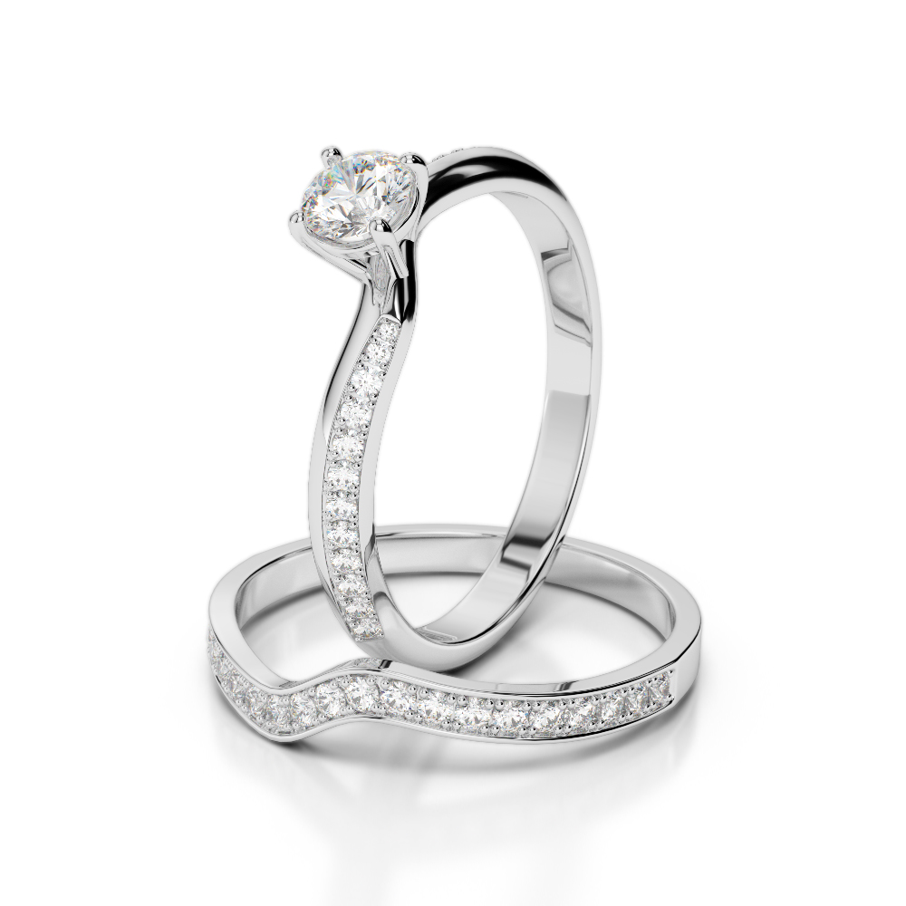 Gold / Platinum Round cut Diamond Bridal Set Ring AGDR-2017