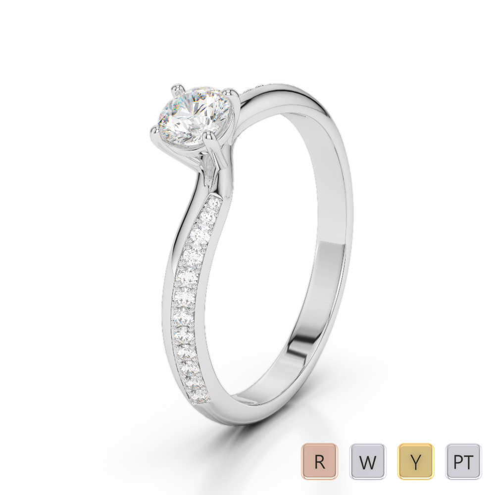 Gold / Platinum Round Cut Diamond Engagement Ring AGDR-2018