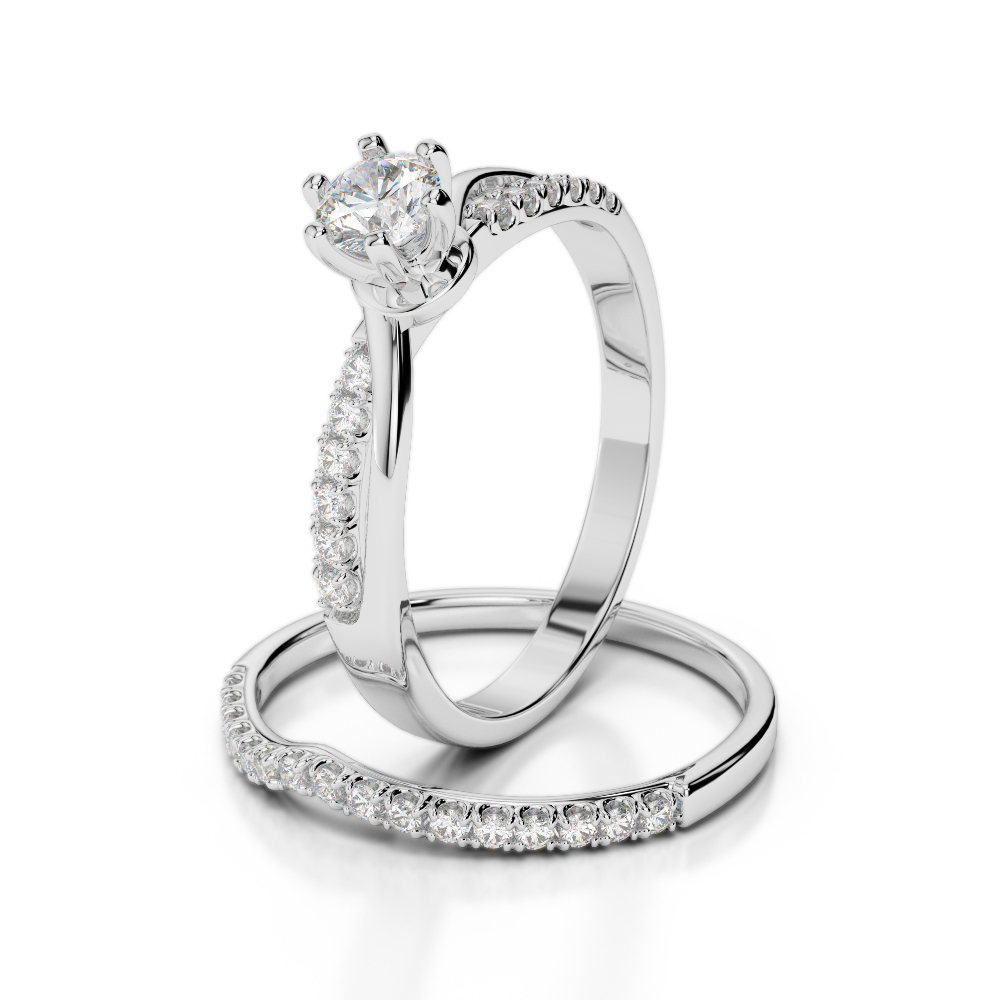 Gold / Platinum Round cut Diamond Bridal Set Ring AGDR-2021