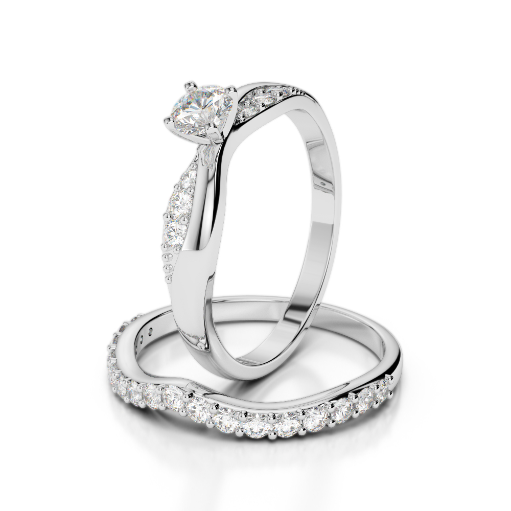 Gold / Platinum Round cut Diamond Bridal Set Ring AGDR-2023