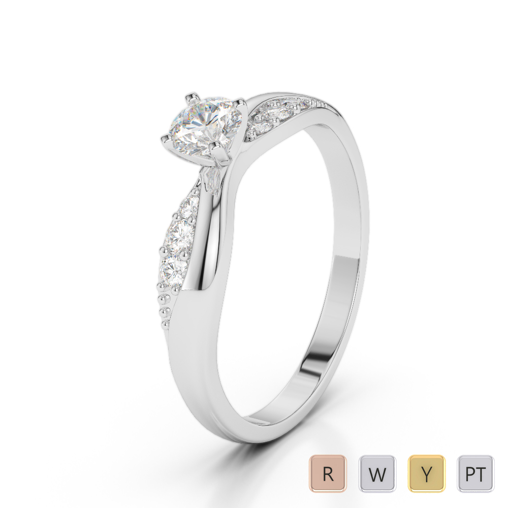 Gold / platinum round cut diamond engagement ring agdr2024