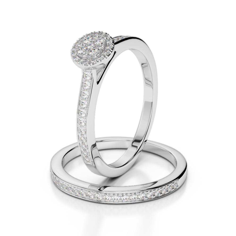 Gold / Platinum Round cut Diamond Bridal Set Ring AGDR-2025