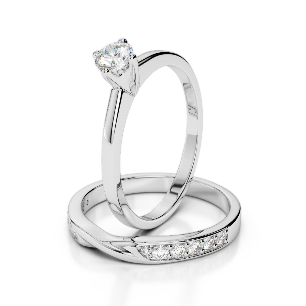Gold / Platinum Round cut Diamond Bridal Set Ring AGDR-2027
