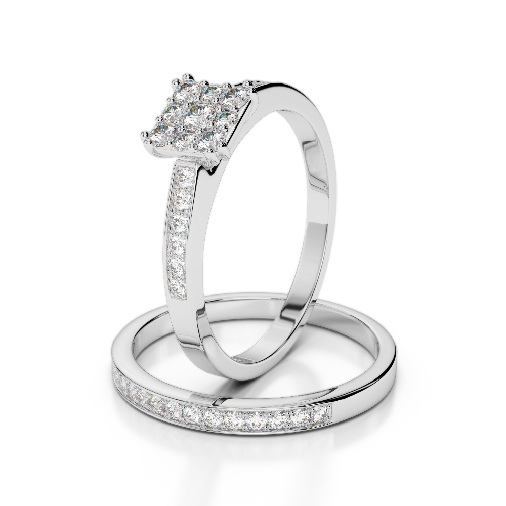Gold / Platinum Round cut Diamond Bridal Set Ring AGDR-2029