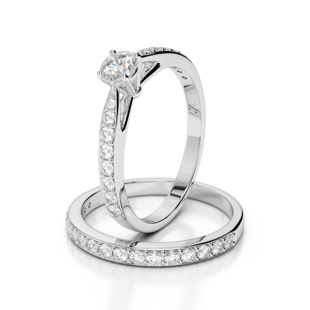 Gold / Platinum Round cut Diamond Bridal Set Ring AGDR-2031