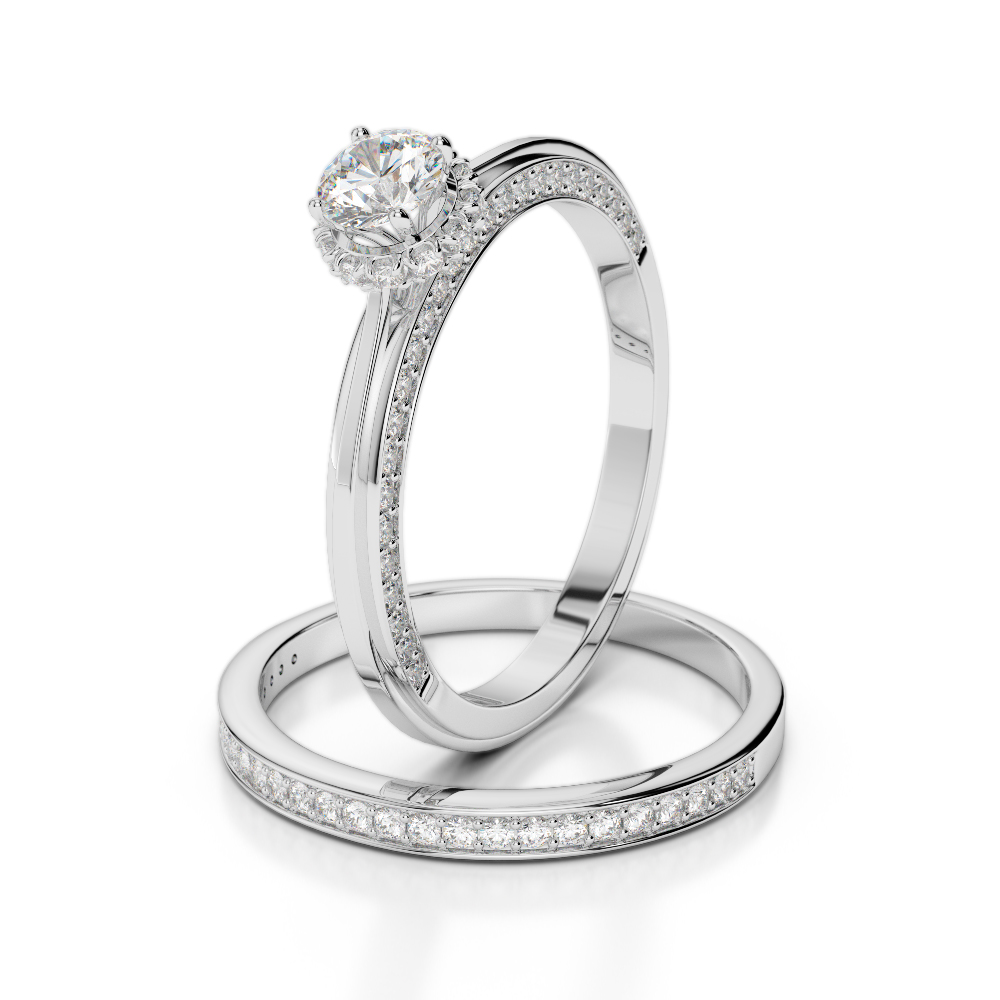 Gold / Platinum Round cut Diamond Bridal Set Ring AGDR-2033