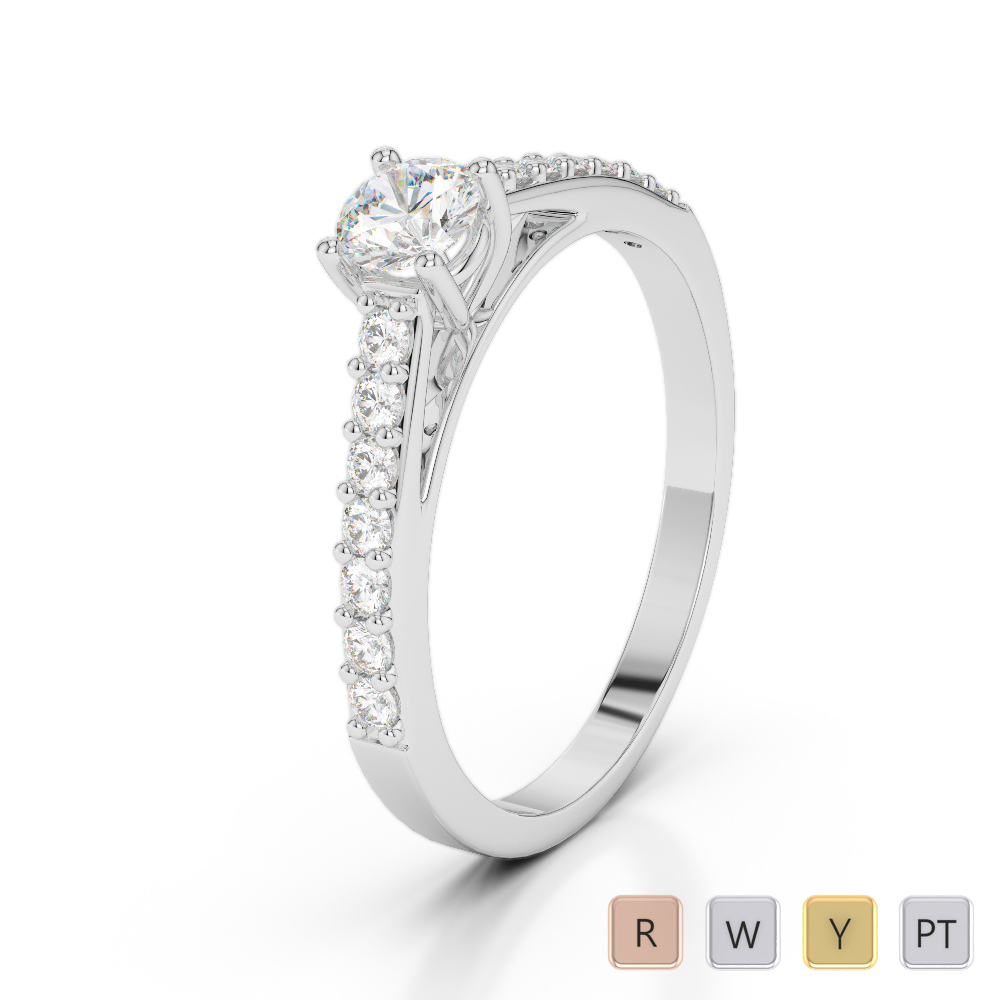 Gold / Platinum Round Cut Diamond Engagement Ring AGDR-2042